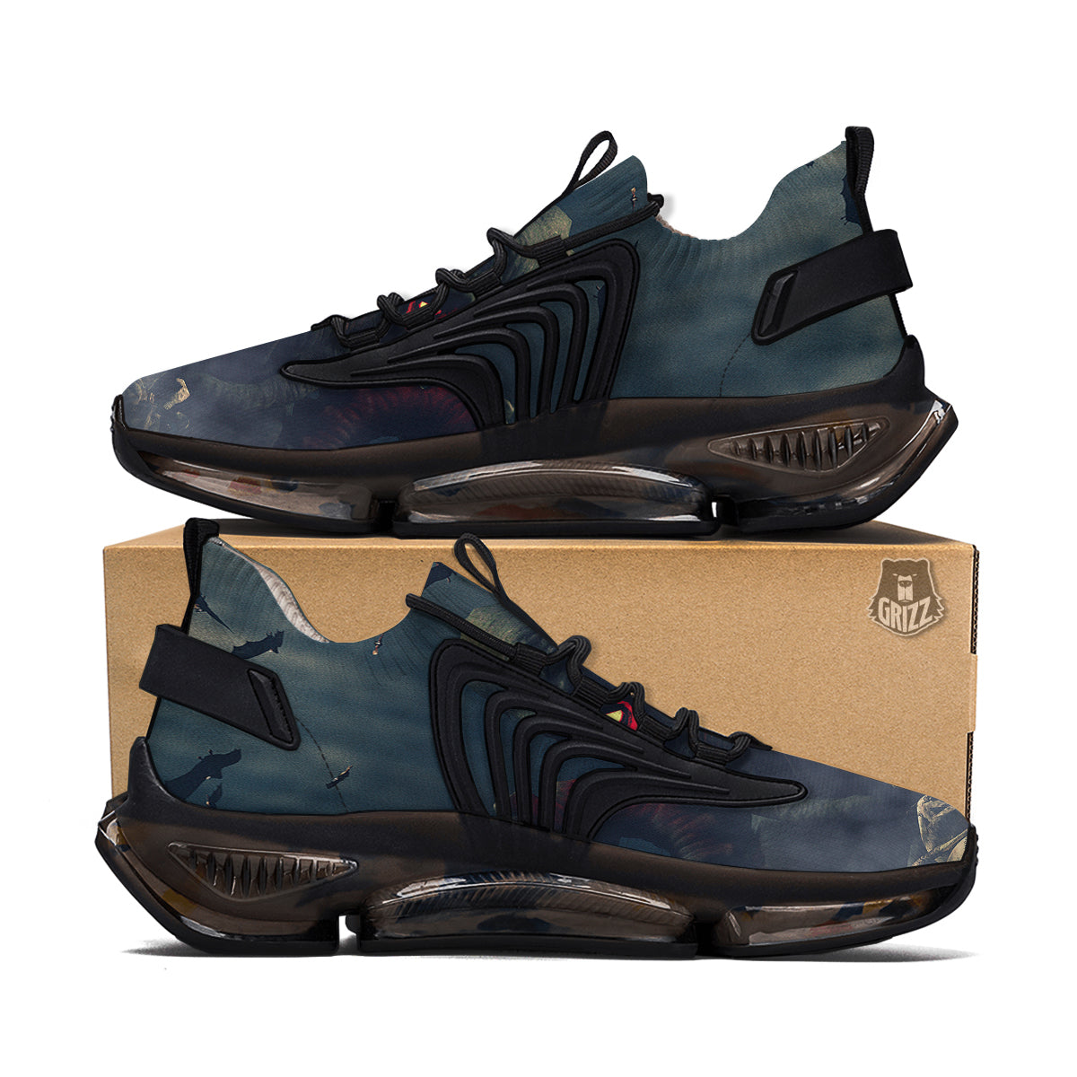 Dark Cthulhu Octopus And Bones Print Black Gym Shoes-grizzshop
