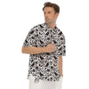 Dark Floral And Crow Print Pattern Men's Short Sleeve Shirts-grizzshop