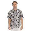 Dark Floral And Crow Print Pattern Men's Short Sleeve Shirts-grizzshop