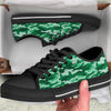 Dark Green Camo And Camouflage Print Black Low Top Shoes-grizzshop