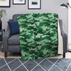 Dark Green Camo And Camouflage Print Blanket-grizzshop