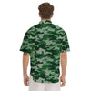 Dark Green Camo And Camouflage Print Men's Short Sleeve Shirts-grizzshop