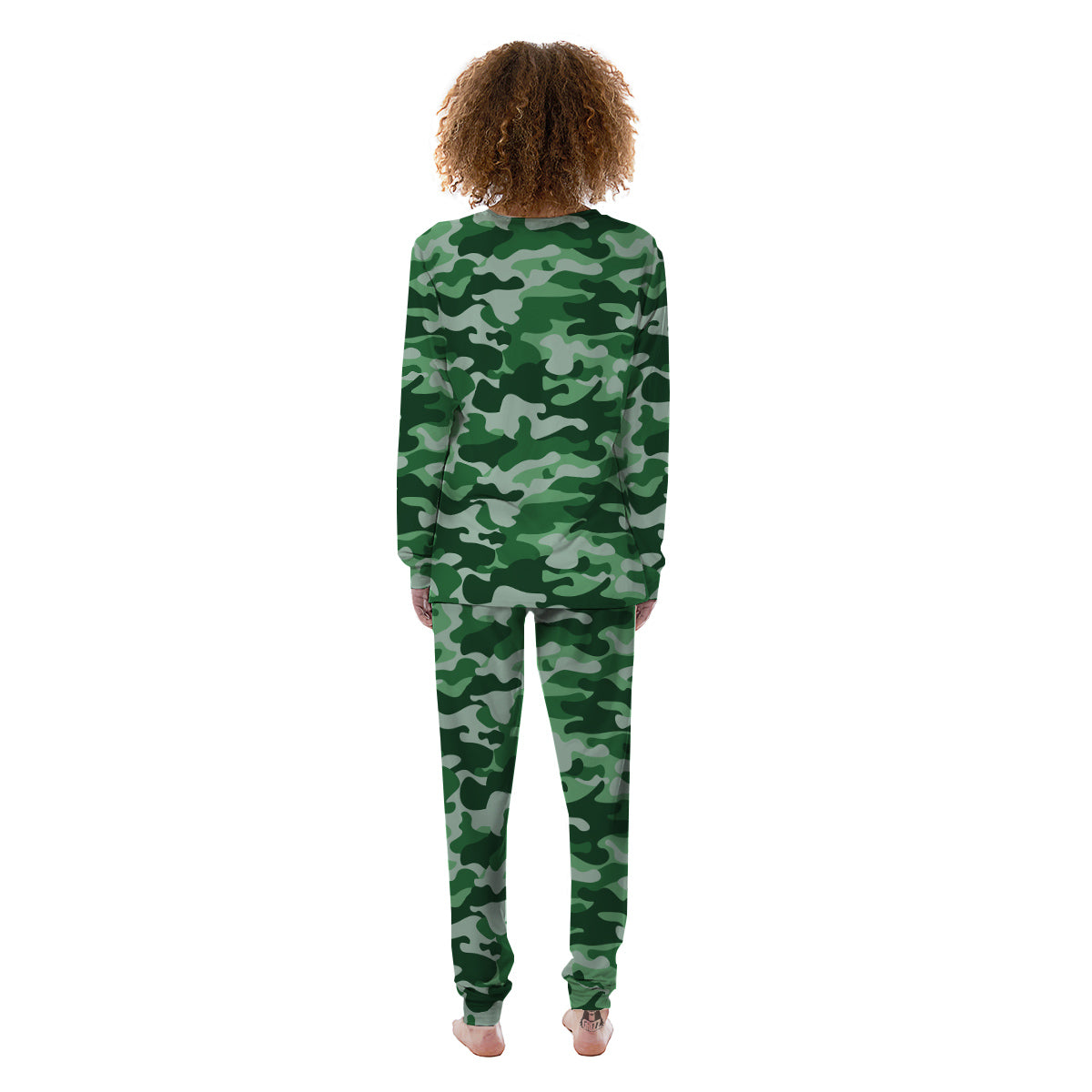 Dark Green Camo And Camouflage Print Women's Pajamas-grizzshop