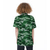 Dark Green Camo And Camouflage Print Women's Short Sleeve Shirts-grizzshop