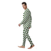 Dark Green Checkered Flag Print Men's Pajamas-grizzshop