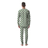 Dark Green Checkered Flag Print Men's Pajamas-grizzshop