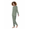 Dark Green Checkered Flag Print Women's Pajamas-grizzshop