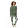 Dark Green Checkered Flag Print Women's Pajamas-grizzshop