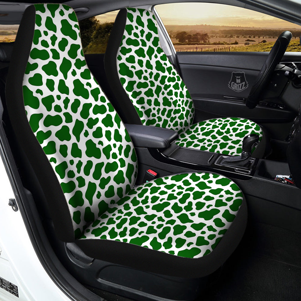Dark Green Cow Print Pattern Car Seat Covers-grizzshop