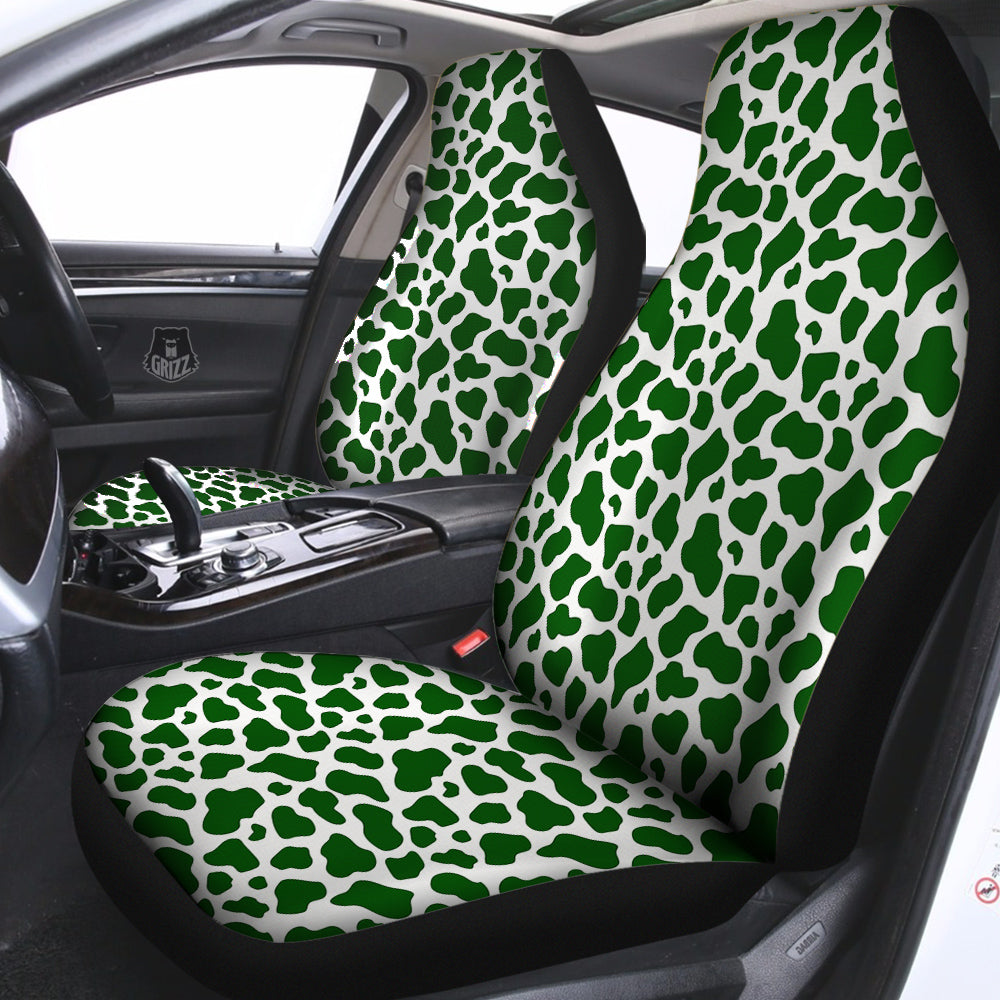 Dark Green Cow Print Pattern Car Seat Covers-grizzshop