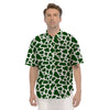 Dark Green Cow Print Pattern Men's Short Sleeve Shirts-grizzshop