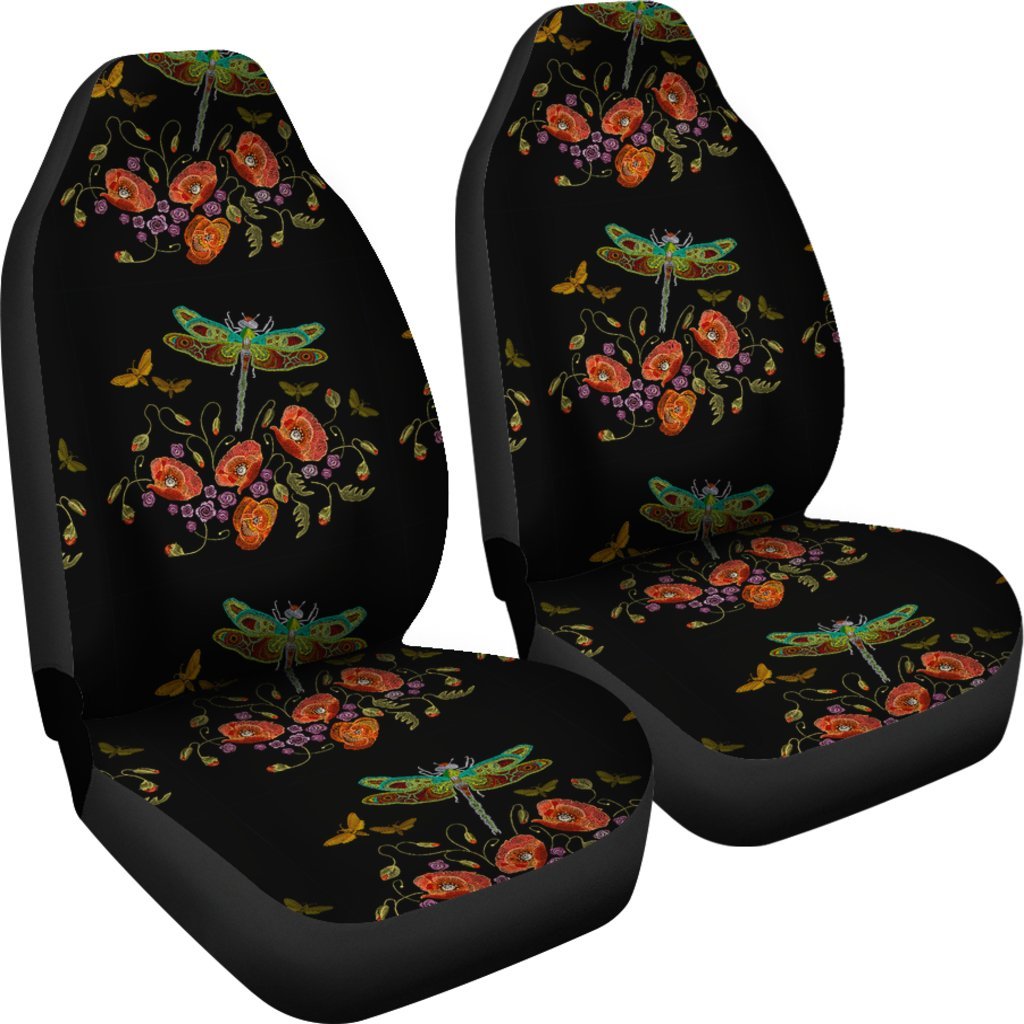Dark Green Dragonfly Car Seat Cover Car Seat Universal Fit-grizzshop