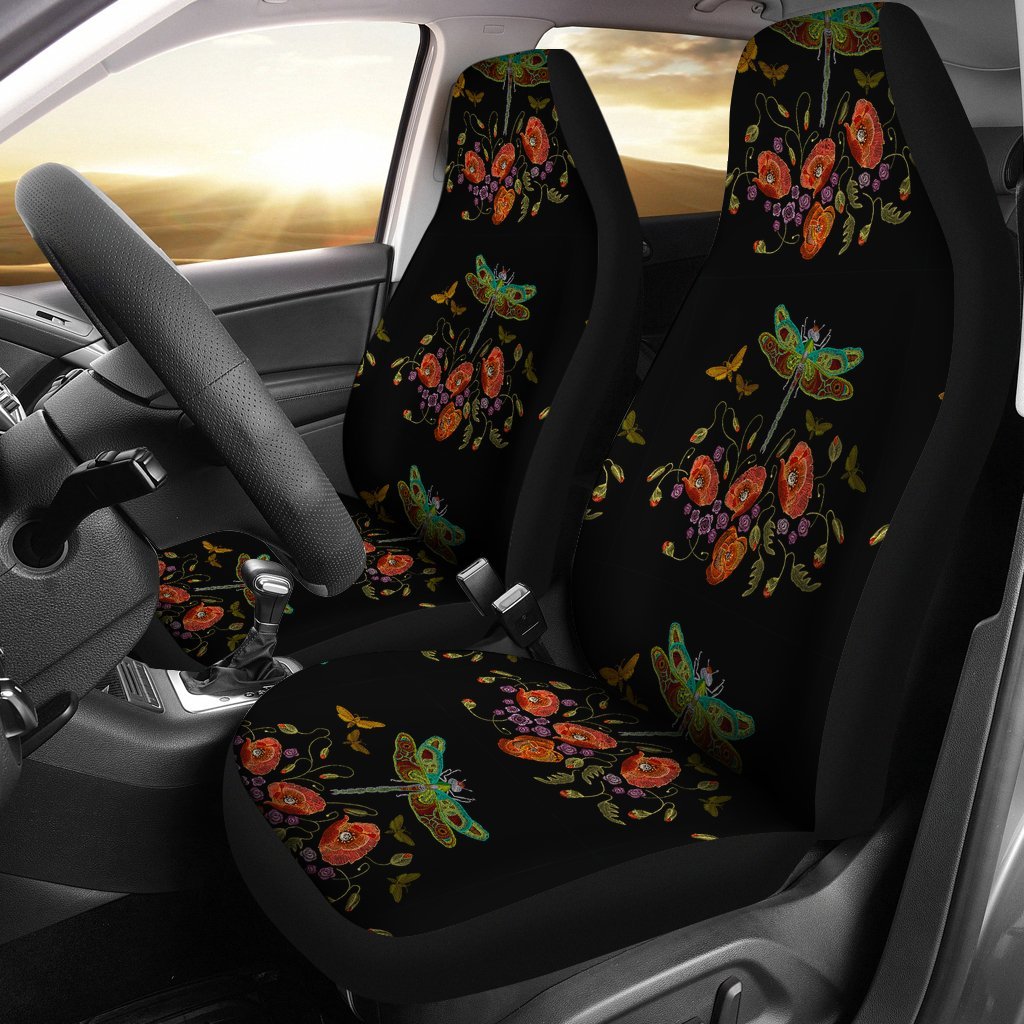 Dark Green Dragonfly Car Seat Cover Car Seat Universal Fit-grizzshop