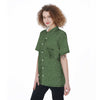 Dark Green Glitter Texture Print Women's Short Sleeve Shirts-grizzshop