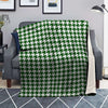 Dark Green Houndstooth Print Blanket-grizzshop