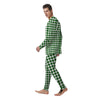 Dark Green Houndstooth Print Men's Pajamas-grizzshop