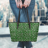 Dark Green Leopard Print Pattern Leather Tote Bag-grizzshop