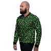 Dark Green Leopard Print Pattern Men's Bomber Jacket-grizzshop