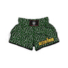 Dark Green Leopard Print Pattern Muay Thai Boxing Shorts-grizzshop
