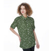 Dark Green Paisley Bandana Print Women's Short Sleeve Shirts-grizzshop