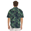 Dark Green Palm Tree Print Pattern Men's Short Sleeve Shirts-grizzshop