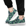 Dark Green Palm Tree Print Pattern White Athletic Shoes-grizzshop