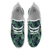 Dark Green Palm Tree Print Pattern White Athletic Shoes-grizzshop