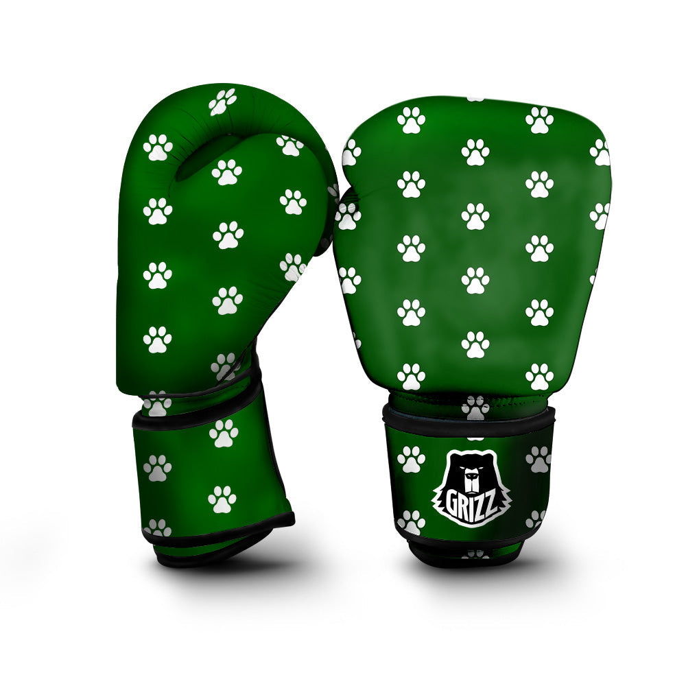 Dark Green Paw Print Boxing Gloves-grizzshop