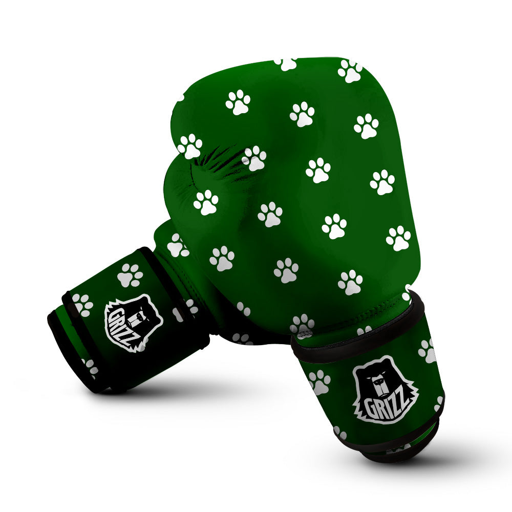 Dark Green Paw Print Boxing Gloves-grizzshop