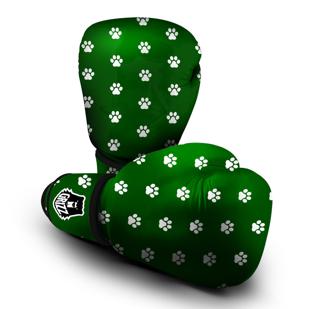 Dark Green Paw Print Boxing Gloves-grizzshop