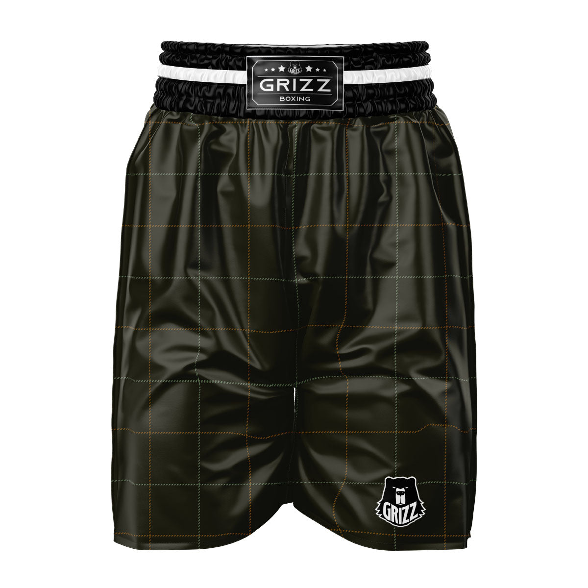 Dark Green Tattersall Print Pattern Boxing Shorts-grizzshop
