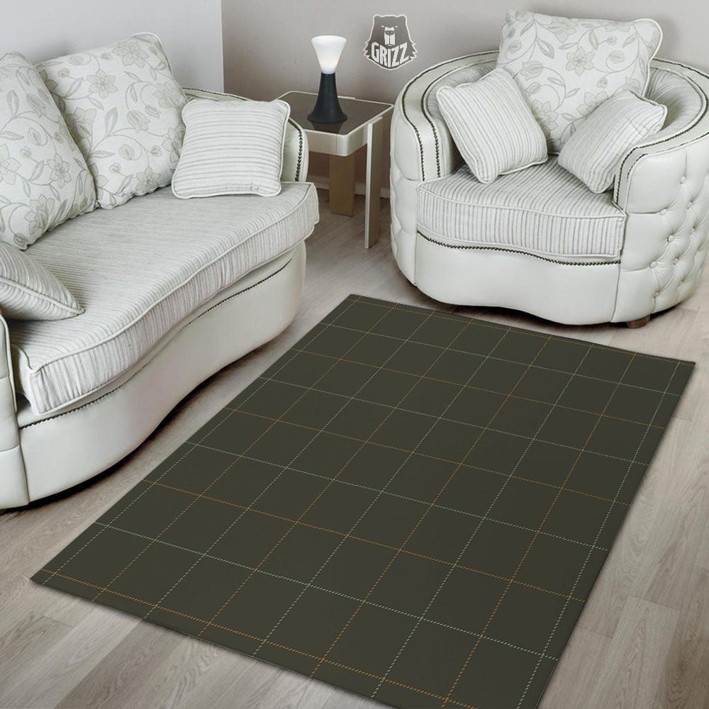 Dark Green Tattersall Print Pattern Floor Mat-grizzshop