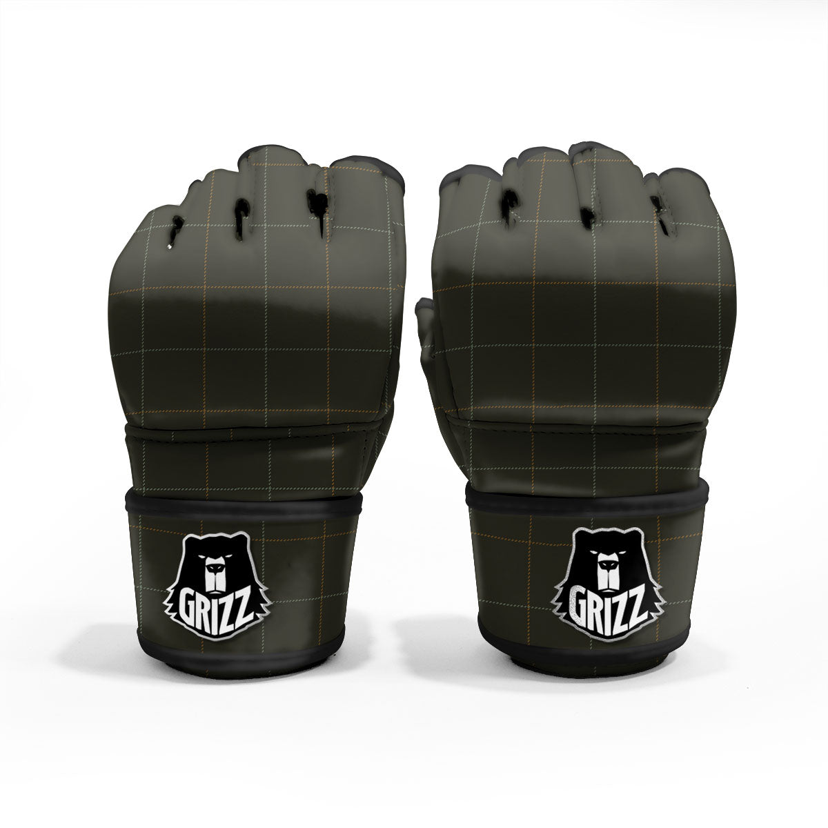 Dark Green Tattersall Print Pattern MMA Gloves-grizzshop
