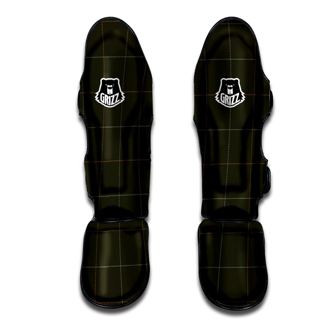 Dark Green Tattersall Print Pattern Muay Thai Shin Guards-grizzshop