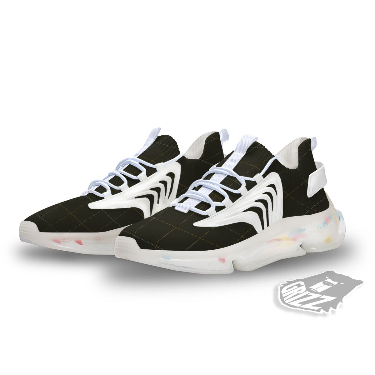 Dark Green Tattersall Print Pattern White Gym Shoes-grizzshop