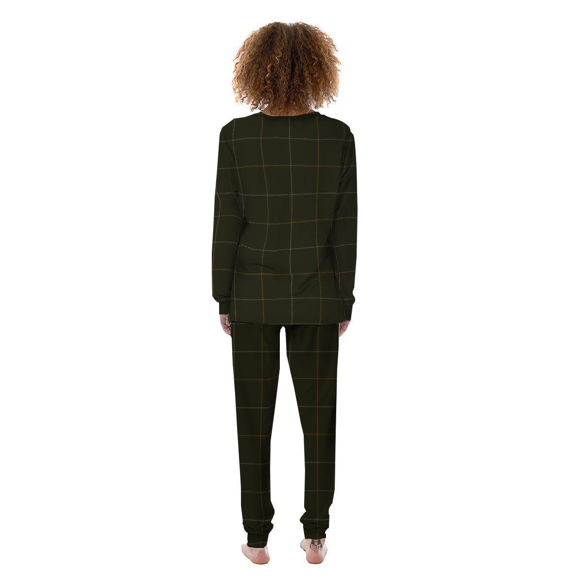 Dark Green Tattersall Print Pattern Women's Pajamas-grizzshop