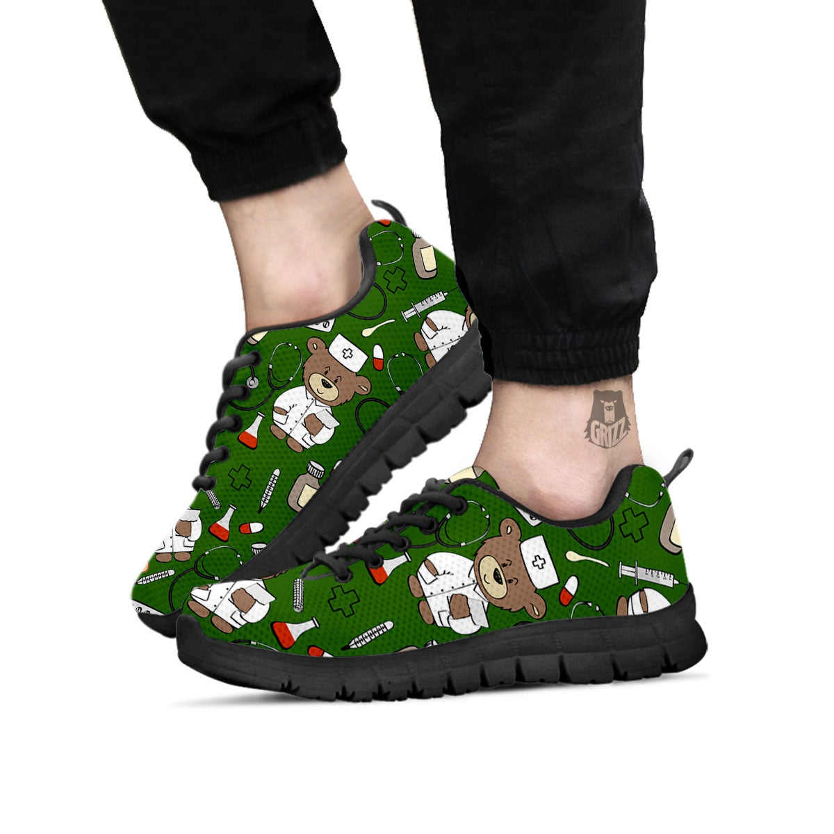 Dark Green Teddy Bear Nurse - Sneakers-grizzshop