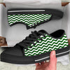Dark Green Wave Striped Print Black Low Top Shoes-grizzshop