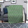 Dark Green Wave Striped Print Blanket-grizzshop