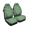 Dark Green Wave Striped Print Car Seat Covers-grizzshop