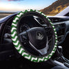 Dark Green Wave Striped Print Car Steering Wheel Cover-grizzshop