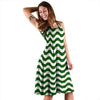 Dark Green Wave Striped Print Dress-grizzshop