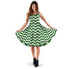 Dark Green Wave Striped Print Dress-grizzshop