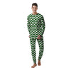Dark Green Wave Striped Print Men's Pajamas-grizzshop