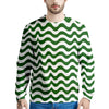 Dark Green Wave Striped Print Men's Sweatshirt-grizzshop