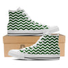 Dark Green Wave Striped Print White High Top Shoes-grizzshop