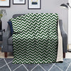 Dark Green Zigzag Print Pattern Blanket-grizzshop