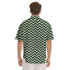 Dark Green Zigzag Print Pattern Men's Short Sleeve Shirts-grizzshop