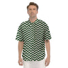 Dark Green Zigzag Print Pattern Men's Short Sleeve Shirts-grizzshop