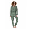 Dark Green Zigzag Print Pattern Women's Pajamas-grizzshop